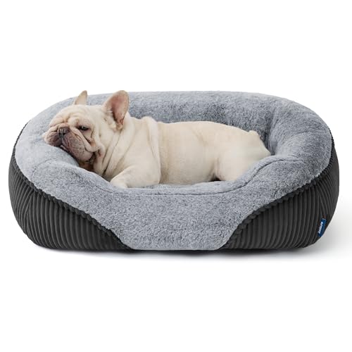 Washable Dog Bed Medium Size Dog Rectangle Big Pet Bed (Grey / 30"L x 24"W x 8"Th)
