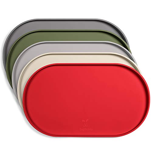 Dog Food Mat Waterproof Dog Bowl Mat (24x14 Inch (Pack of 1) / Red)
