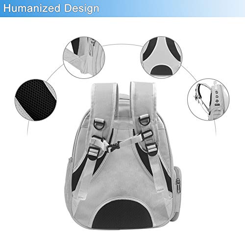 Cat Backpack Carrier Breathable Pet Travel Bag for Cats Dogs Bunny (GREY / 13.9"L x 9.8"W x 16.5"H)