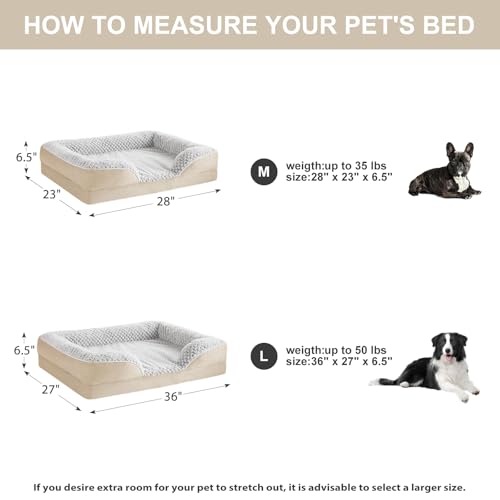 Orthopedic Dog Beds for Large Dogs (Beige / 42"L x 30"W x 7"Th)