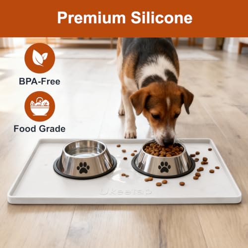 19" x 12" Extra Thick Silicone Mat Waterproof with Raised Edge (White / 19"L x 12"W)