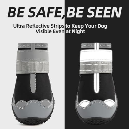 Dog Boots for Large Dogs (Light Black / Width 2.75 Inch)