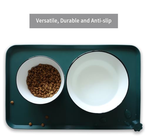 Silicone Pet Food Mats Tray (19" x 12" / Dark Cedar)