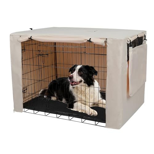 Dog Crate Cover (42.0"L x 28.0"W x 30.0"H / Beige)