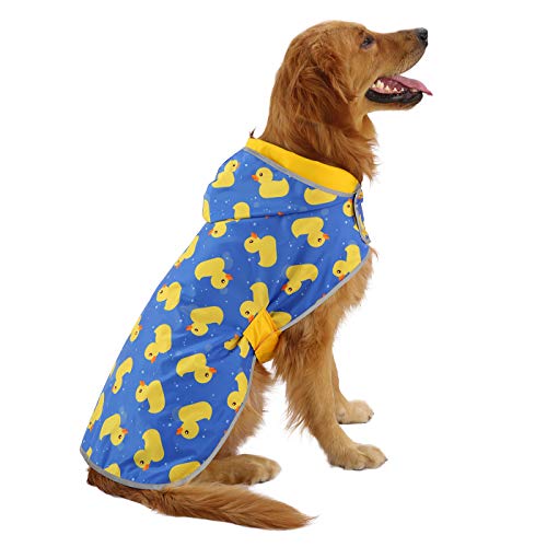 2-in-1 Reversible Dog Raincoat Hooded Poncho Rain Jacket YLW Duck XXL (XX-Large / Ducks / Yellow)