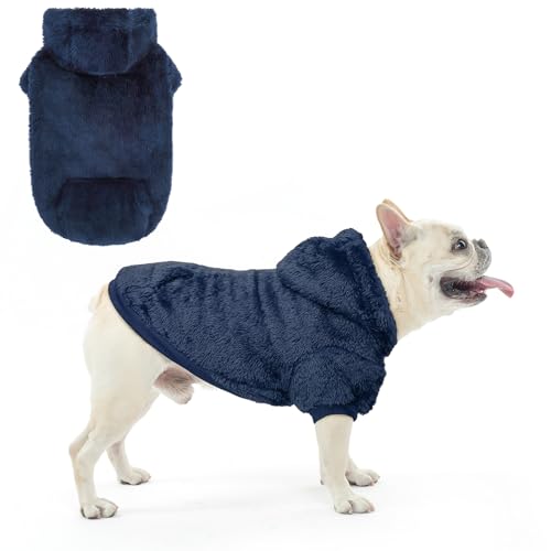 Fleece Dog Sweaters Hoodie for Small Medium Large Dogs Girls Boys (Medium / Navy)