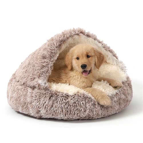Hooded Donut Bed (Gradual brown / Large 27.5'')