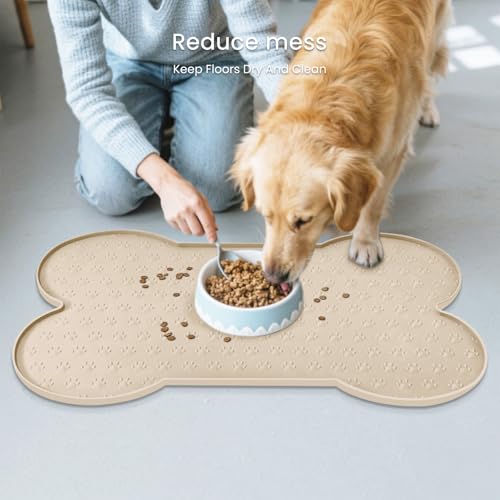 Dog Food Mat Anti (19.4" x 9.8" / Beige)
