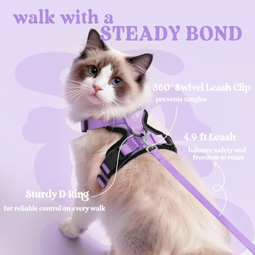 Cat Harness and Leash Set (M / Light Purple)