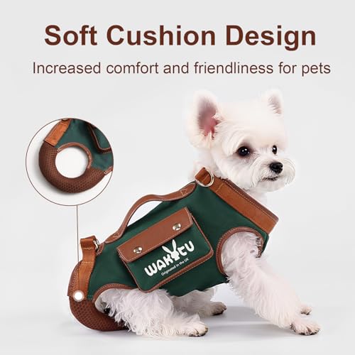 Dog Lift Harness Dog Carrier Sling for Small Dogs & Cats (Small(4-8 LBS) / 1.0 Green)
