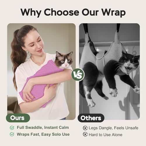 Cat Wrap for Cutting Nails (L(15-28lbs) / Pinkish Purple)