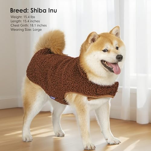 Sherpa Dog Coat Reversible Dog Jackets for Small Dogs (Medium (10-15lbs) / Brown)