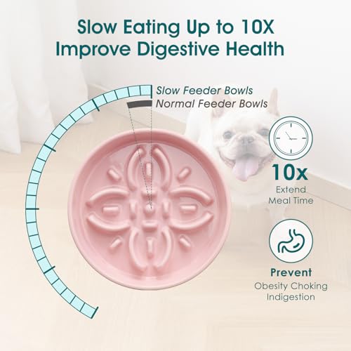 Ceramic Slow Feeder Dog Bowls (S-0.6 Cups / Pink)