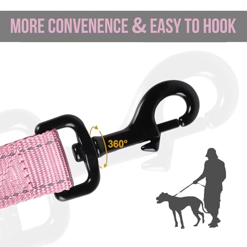 No Pull Dog Leash with Handle for Medium Large Dogs (Pink / 6FT)
