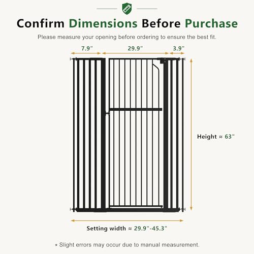 63" Extra Tall Pet Gate for Cat (63" Tall, 29.9"-45.3" Wide)