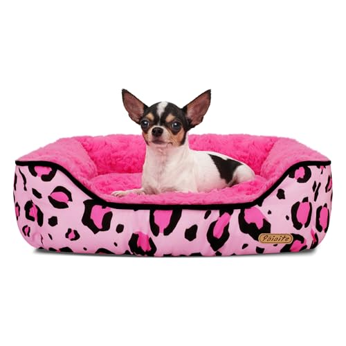 Rectangle Washable Dog Bed for Large (Pink / Small(18.9"x18.9"x6.3"))