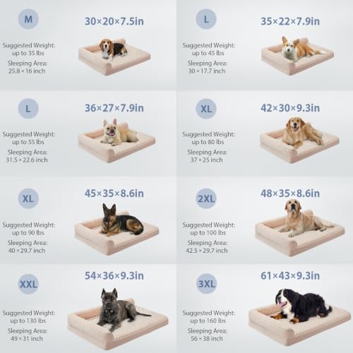 Orthopedic Washable Dog Bed (Beige / 61.0"l x 43.0"w x 7.5"th)
