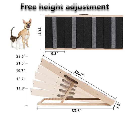 Upgrade 2-in-1 Pet Ramp Dog Stair,Folding Pet Stairs,Portable Dog Ramp for Small&Large Old Animals with Non-Slip Surface,Dog Ramp for Bed,Couch and Car,11.8" to 23.6" Height Adjustable(40×17.7) (40×17.71)