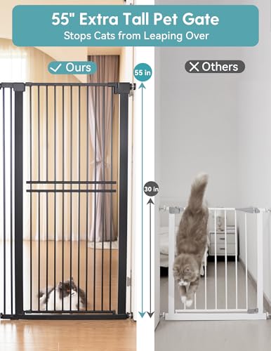 55" Extra Tall Pet Gate (Black - S10 / 55" Tall, 29-40" Wide)