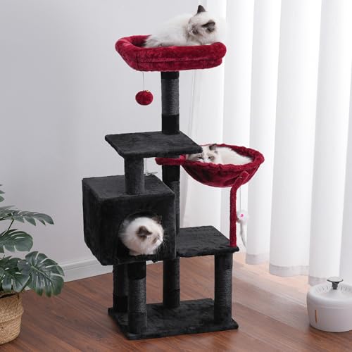Cat Tree with Toy (43.3 inch / Black and Red)