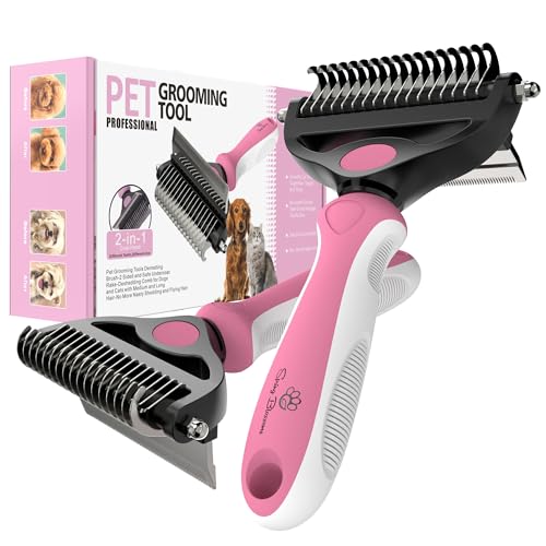 2 in 1 Professional Grooming Rake for Cats & Dogs (Purple)