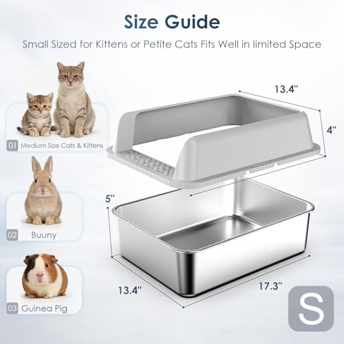 2 Pack 17.3" x13.4"x9" Stainless Steel Litter Box (2PK with 5" Deep)