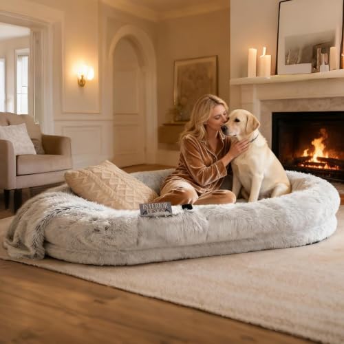 Grey Human Dog Bed (Grey)
