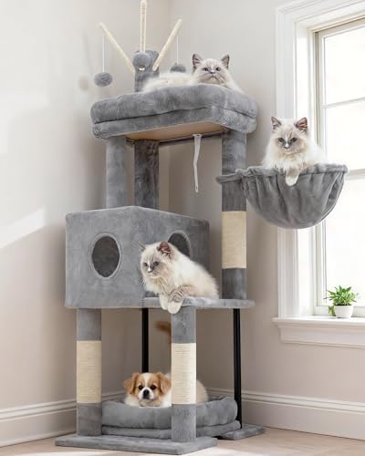 Cat Tree 45.3" Cat Tower for Indoor Cats with Large Perch HCT202SW (45.3 inch / Light Gray)