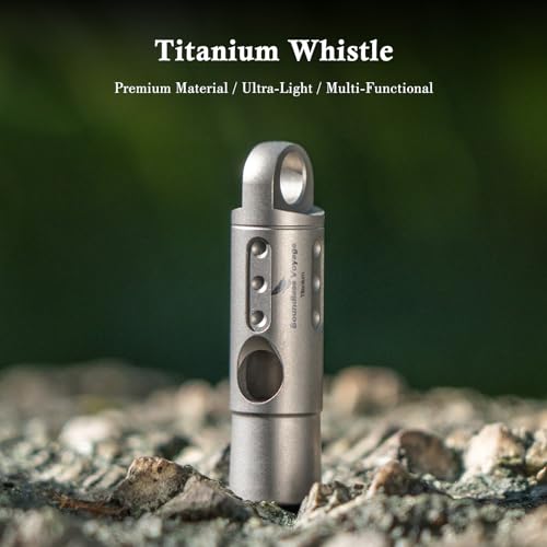 Titanium Whistle Emergency Survival Safety Whistles with Lanyard Loud for Outdoor Camping Hiking Coaches Training Sports Keychain Whistle (1 PCS - Ti9016)