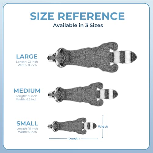 2-in-1 Stuffless Squeaky Dog Toy - Raccoon, Large (Grey/Raccoon / Large)