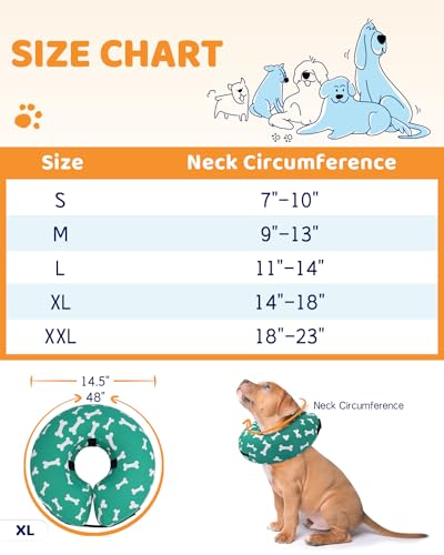 Inflatable Dog Cone Alternative (T Bone Green / XL(Neck 14"-18"))