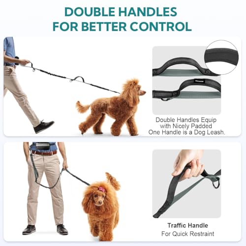Hands Free Dog Leash with Pouch (Black/Olive Green)