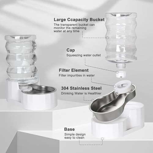 6.5L Stainless Steel Dog Water Dispenser (6.5L / White)