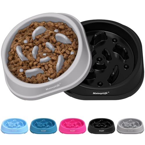 2 Pack Slow Feeder Dog Bowls (B-Gray&Black / Small)