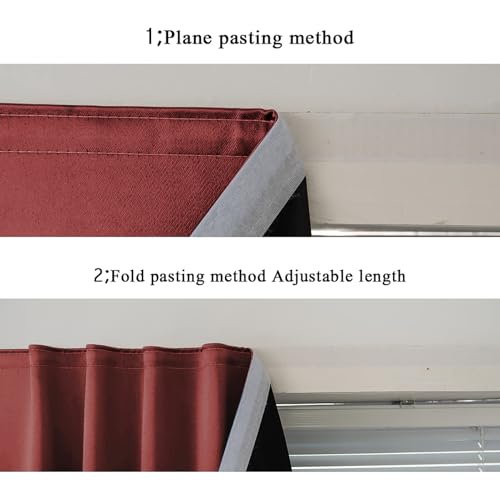 100% Blackout Shades Window Cover Self Adhesive Curtains Sticky Curtain Portable Easy Open Black Out Curtains for Bedroom Living Room No Drilling (Burgundy/ Thickened / 59"W x 72"L (Pack of 1))