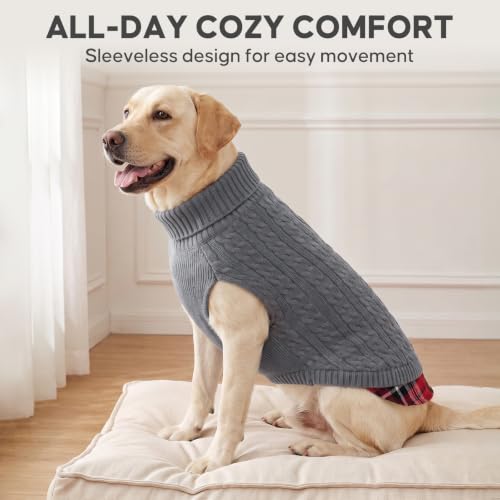 Dog Sweater for Medium Large Dogs Turtleneck Thick Knit Pullover (XX-Large (35-60lbs) / 1# Grey)