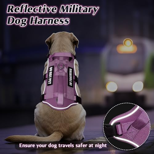 Escape Proof Dog Harness with Double Handle+4 Removable Patches (Medium / Pink)