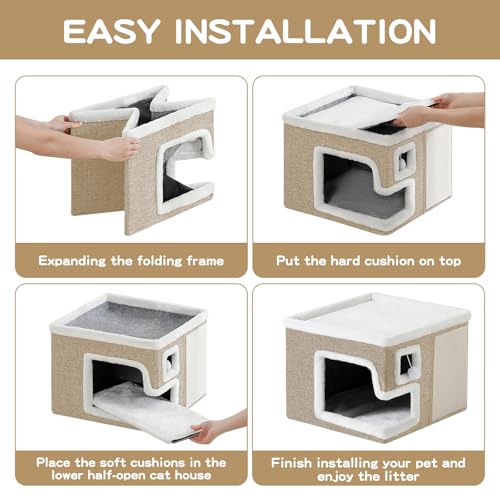 Cat Houses for Indoor Cats (Khaki‌ / Large)
