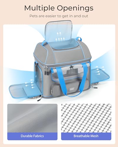 Expandable Cat Dog Carrier (17.3"L x 11.8"W x 11.0"H / 1-Black)