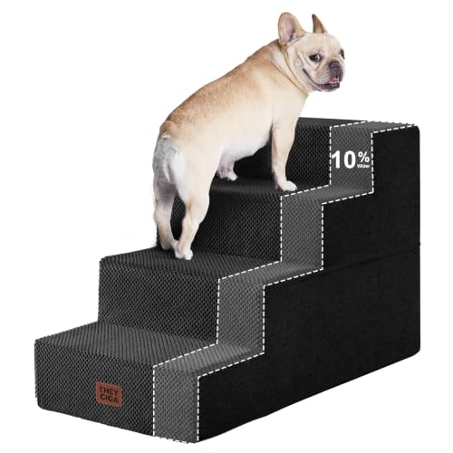 Dog Stairs for Bed 18" H (Black / Extra Wide 16.5" x 28" x 18")