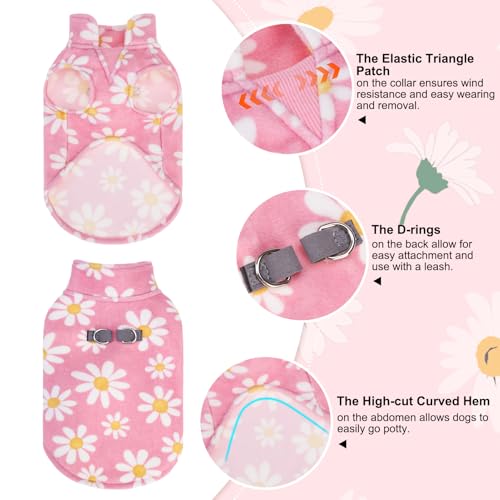 Dog Fleece Vest Sweater Winter Jacket for Small Medium Dogs (X-Small / PINK DAISY)