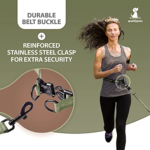 Hands Free Dual Dog Leash (Olive Green / 2 dogs M/L)