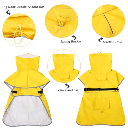 Dog Raincoat Waterproof Rain Jacket for Medium Dogs Yellow (Yellow / 3XL-Fit for 25-33 pounds)