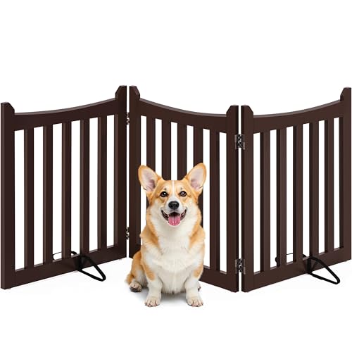 Freestanding Wooden Dog Gate (Espresso / 60″ W × 24″ H)