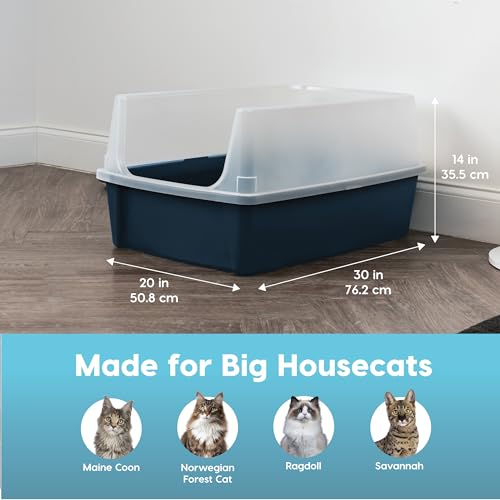 XX Large High Sided Cat Litter Box (XXL / Navy)