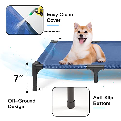 Elevated Dog Bed for Medium Dogs (L (36"L x 30"W x 7"H) / Blue)