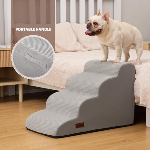 Dog Steps for Bed or Couch (Light Grey / Standard 4-Step 17.4"H)