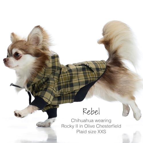 Rocky II Dog Hoodie (Olive Chesterfield Plaid / X-Large (55-80 lbs))