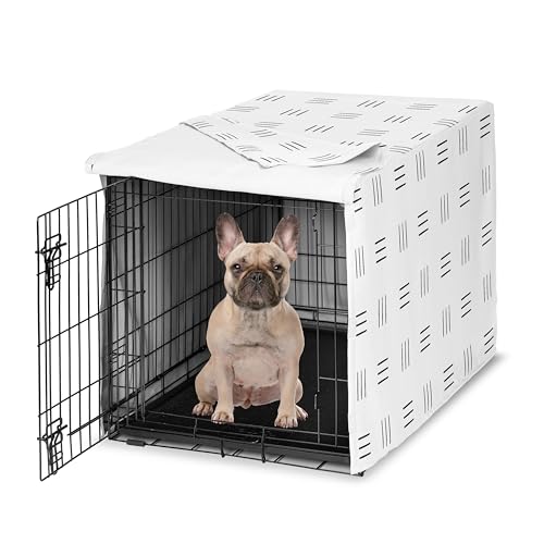 30in. Small Medium Dog Crate Cover (White and Black Hatch / 30.0"L x 19.5"W x 21.0"H)