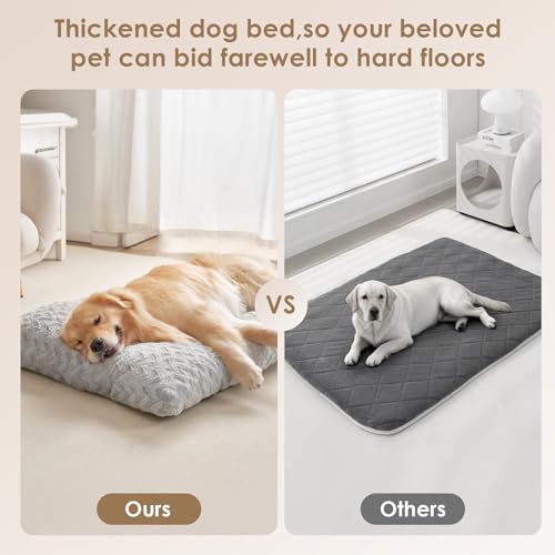 Washable Large Dog Bed for Crate (Grey / 36" x 27" x 3.5")